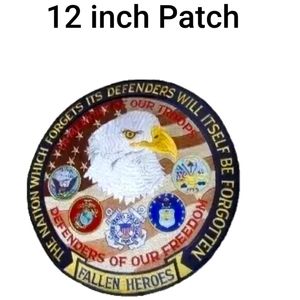 FALLEN HEROES BIG BIKER/TRUCKER Patch Defenders of Our Freedom Patch NEW 12"